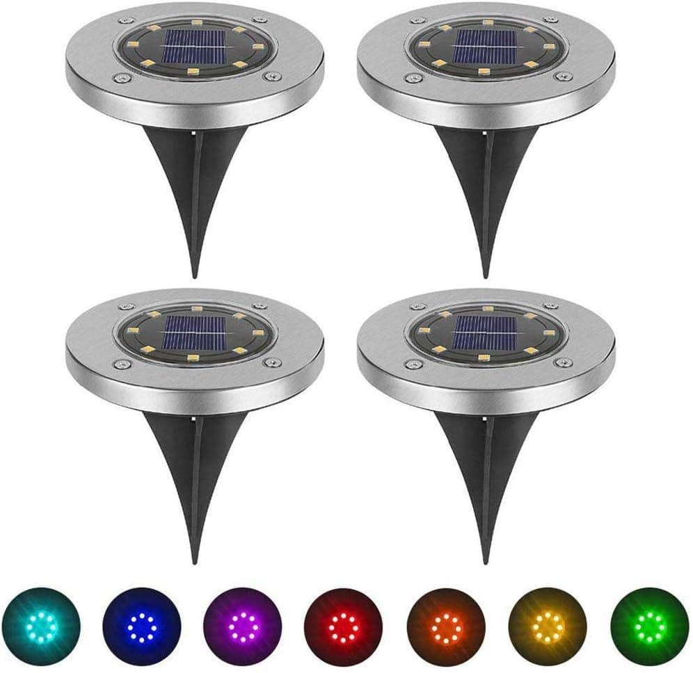 Rewekold 1PC Outdoor Solar Lawn Light Waterproof Garden Decorative Light 8 LEDs Step Lights