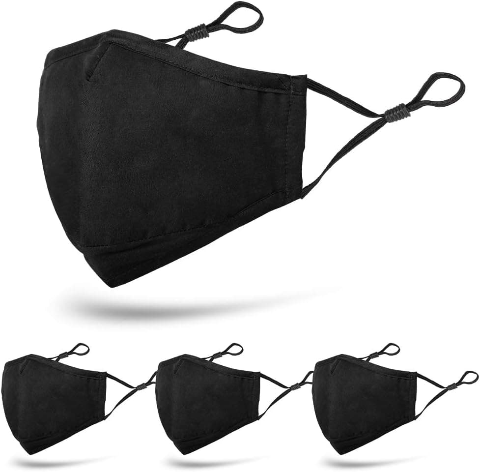4PCS Cotton Face Mask (Black)