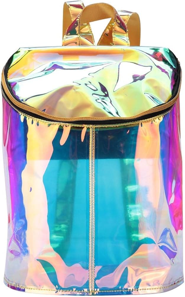 Vin beauty Women Lady Fashion Candies Hologram Clear Transparent PVC Holographic Book Bag Racksacks Backpack