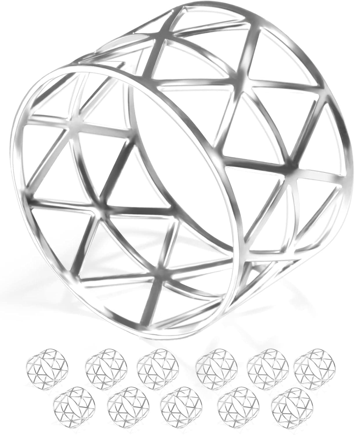 URWOOW 12 Pack Napkin Rings Holders Silver Color Hollow Design Décor Dinner Party Wedding Christmas Gathering (Silver)