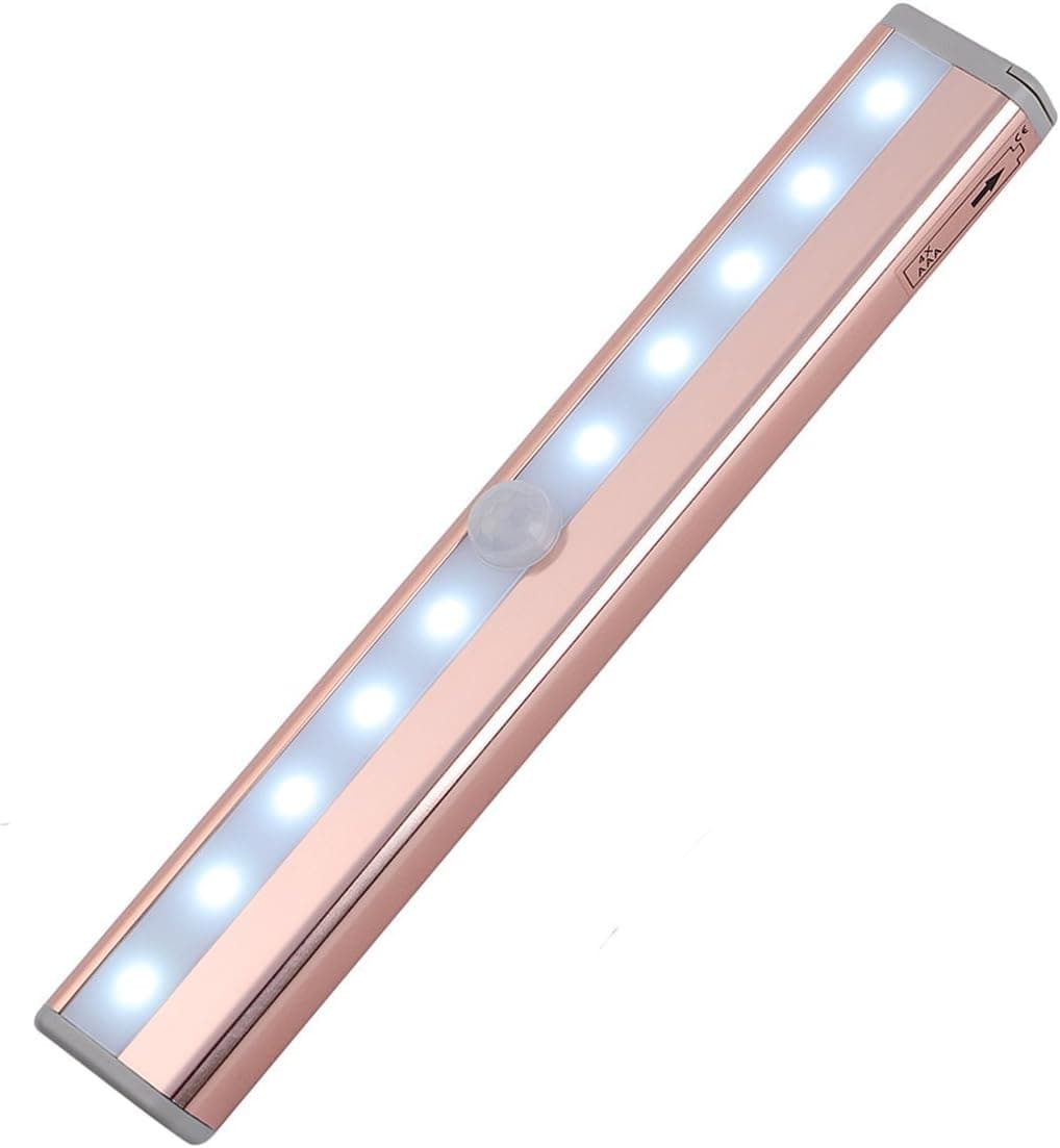 Under Cabinet Lighting Auto Motion Sensor Light Battery Operated Stage Lights Wall Light Stick-on Anywhere with Magnetic Strip for Closet/Hallway/Bedroom (Cool White-Battery)