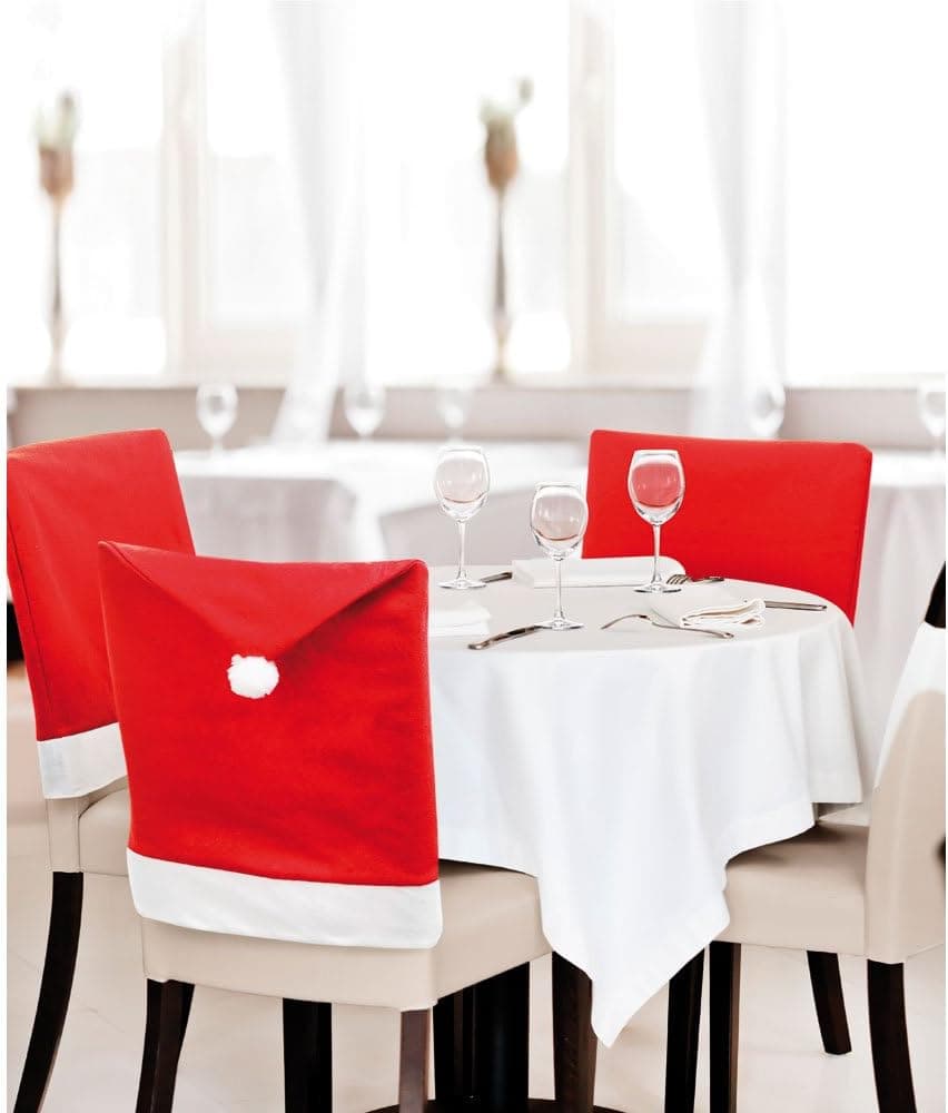 eBuyGB Pack of 6 Santa Hat Dining Chair Covers - Christmas Party Decoration (Santa Hat)