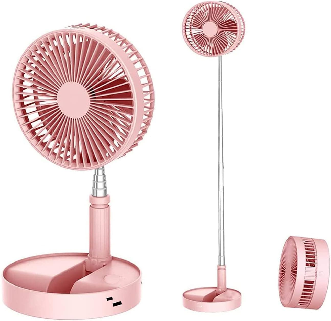 YUDALCD Portable Fan Rechargeable, Stand & Table fan Folding Telescopic & Adjustable Height for Office Home Outdoor Camping without remote (pink)
