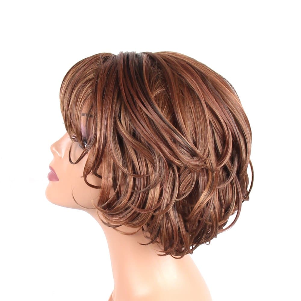 Jiayi Short Bob Hair Wig with Bangs Synthetic Wave Wigs for Women Japanese Heat Resistant Fiber Hair Like Natural Hair Wig with Free Wig Cap for Daily Wear (27/30)