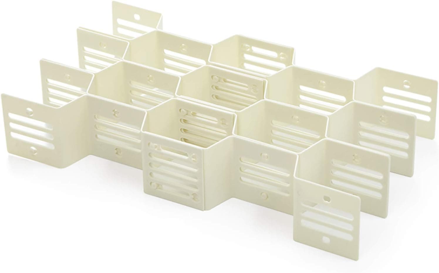COOLFUNLIFE Plastic Partition Honeycomb Shape Drawer Dividers, Underwear Socks Bras Ties Belts Scarves, Bee Style Household Closet Storage Cabinet Clapboard DIY Drawer Organizer Divider - White