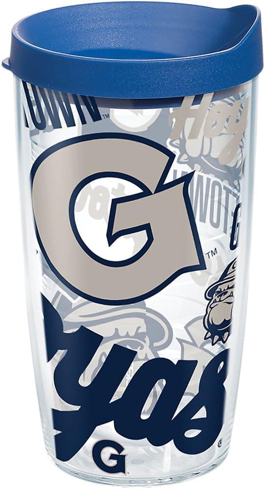 Tervis Made in USA Double Walled Georgetown University GU Hoyas Insulated Tumbler Cup Keeps Drinks Cold & Hot, 16oz, All Over