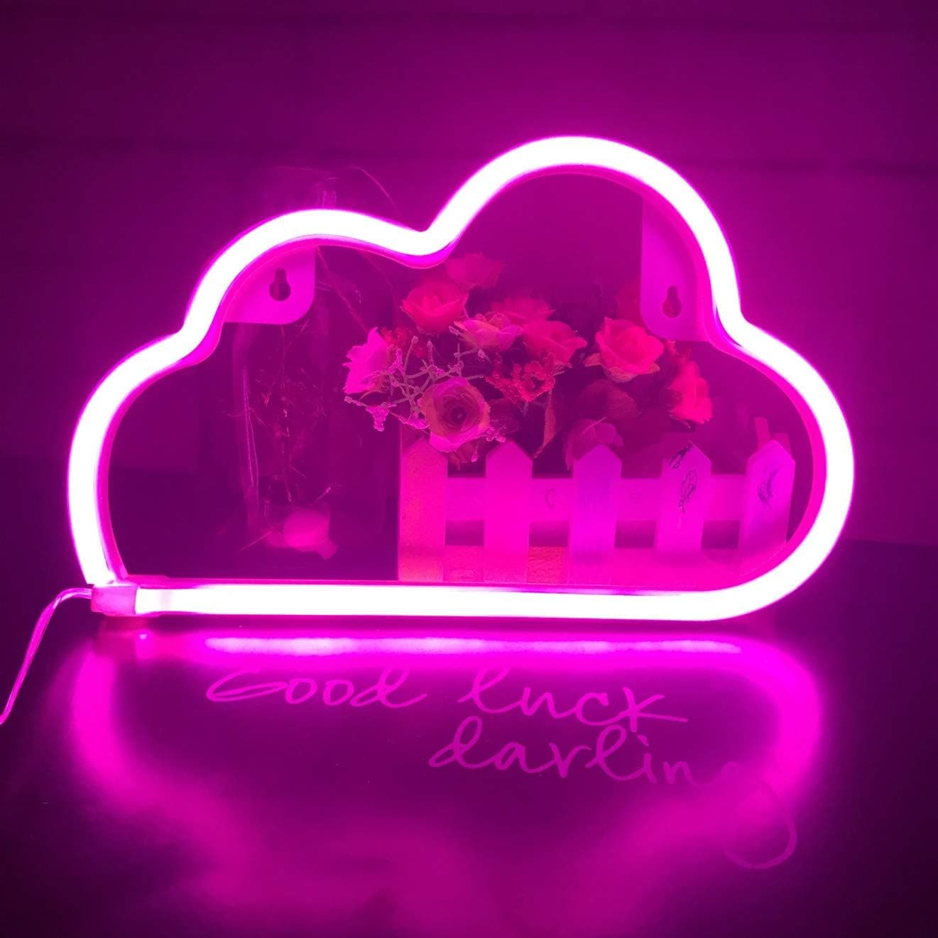 QiaoFei Ins/Chic Style Neon Light,QiaoFei Home Decor Lamp,LED Cloud Sign Shaped Decor Light,Wall Decor for Christmas,Birthday Party,Kids Room, Living Room, Wedding Party Decor (Purple Pink)