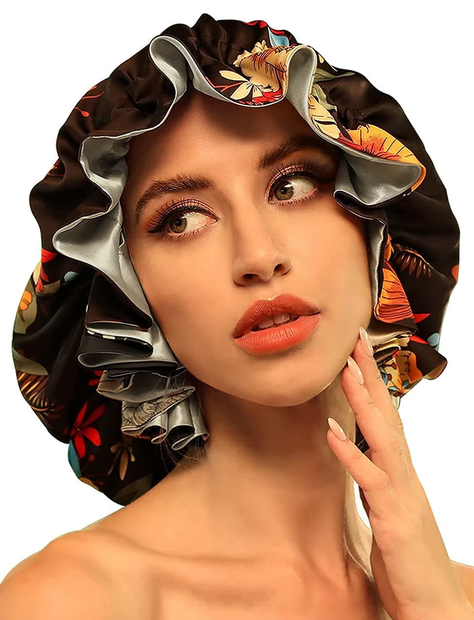yiwgood Satin Bonnet for Natural Hair (Black)