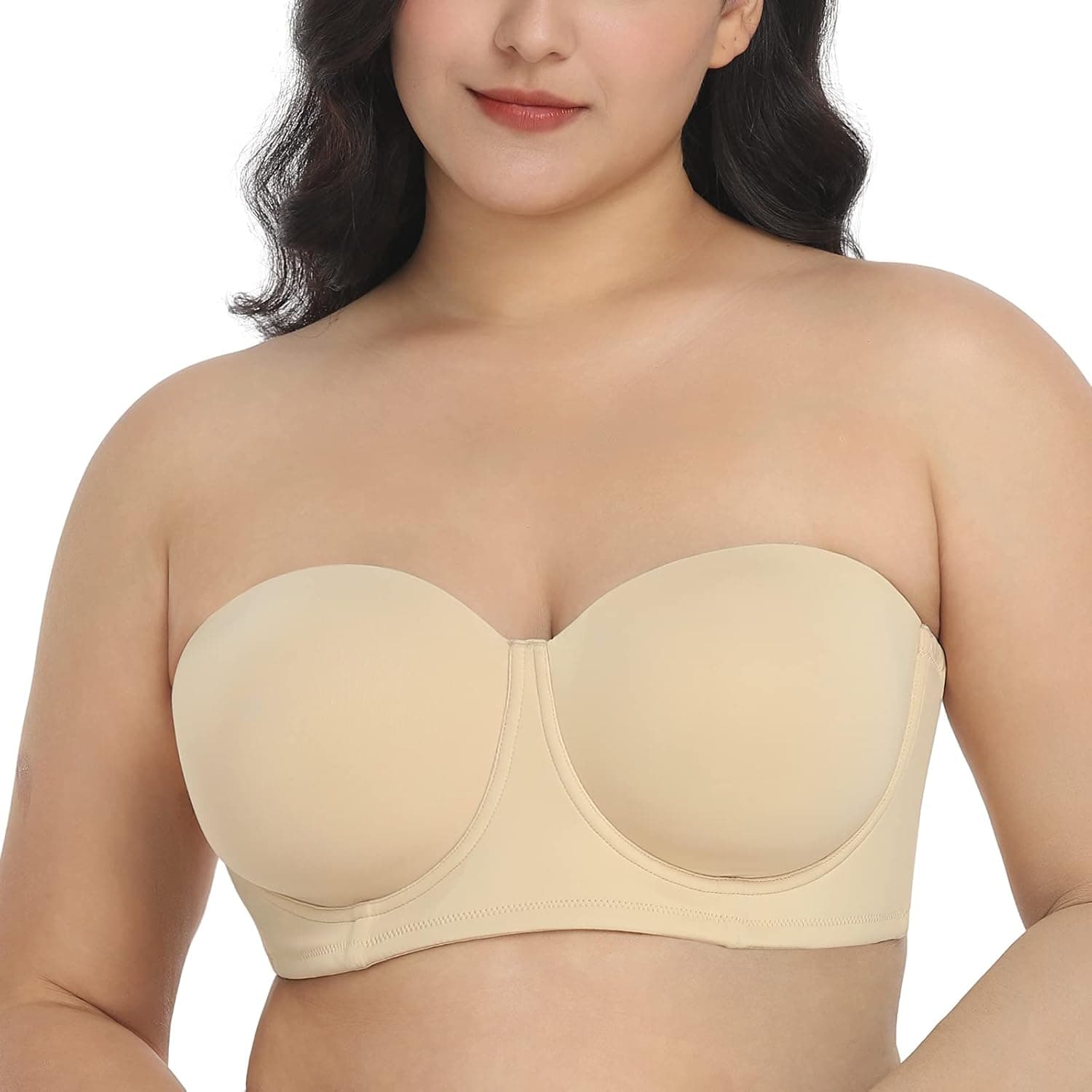 HSIA Strapless Bras for Women Push Up, Underwire Bra for Big Busted, Supportive Lift Balconette Padded T-Shirt Bras