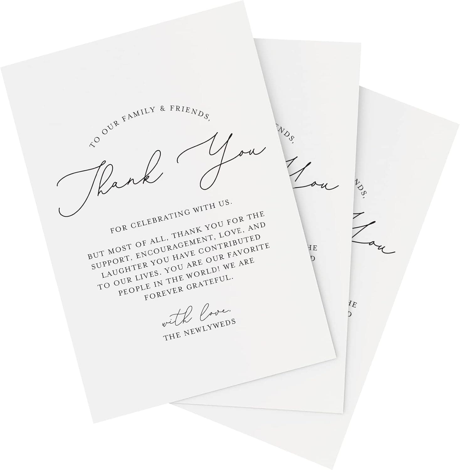 Bliss Collections Thank You Place Setting, Modern Calligraphy, Table Place Cards for Weddings, Receptions, Rehearsals, Dinner Parties, Events and Celebrations, 4"x6" (50 Cards)