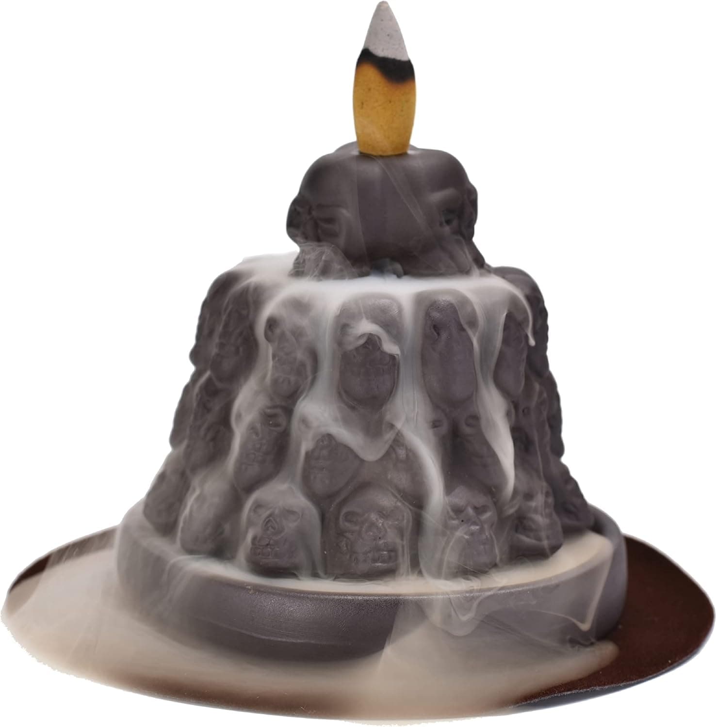 Ceramic Waterfall Incense Holder Backflow Incense Burner Gift Ideas for Any Occassion with 20 Incense Cones, Aromatherapy Ornament for Home Decor, Desk Decor (Skeleton)