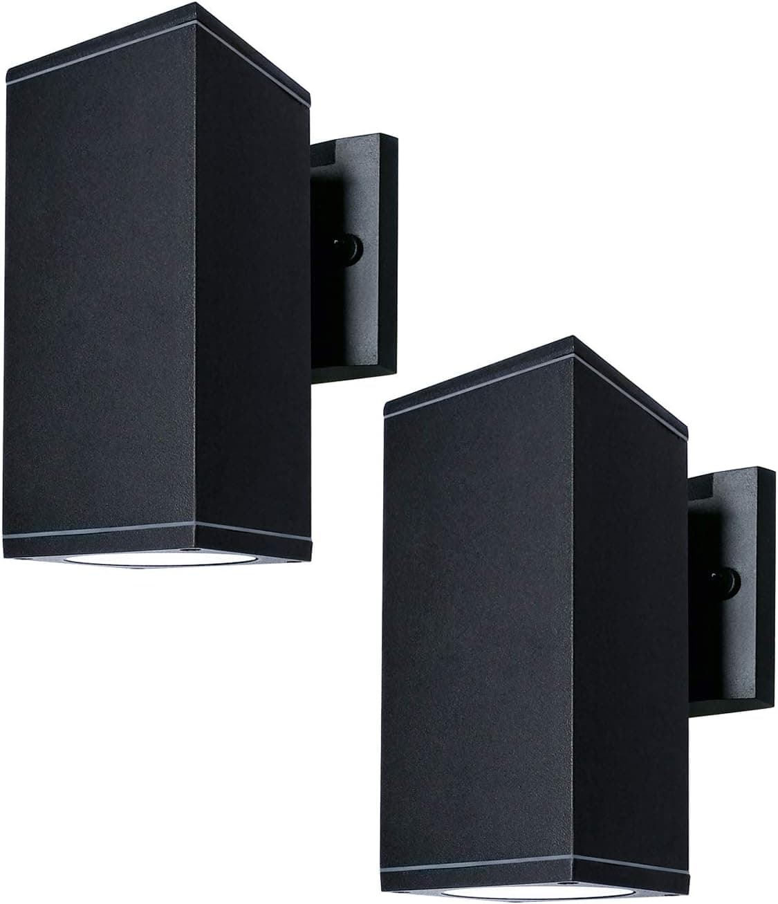OSTWIN LED Up or Down Wall Light Cylinder Exterior Light 9W (70W Equiv.) 700Lm 120V, 3000K Warm White, Square LED Outdoor Light, Black Wall Sconce, Modern Porch Light, Front Door, ETL, 2 Pack