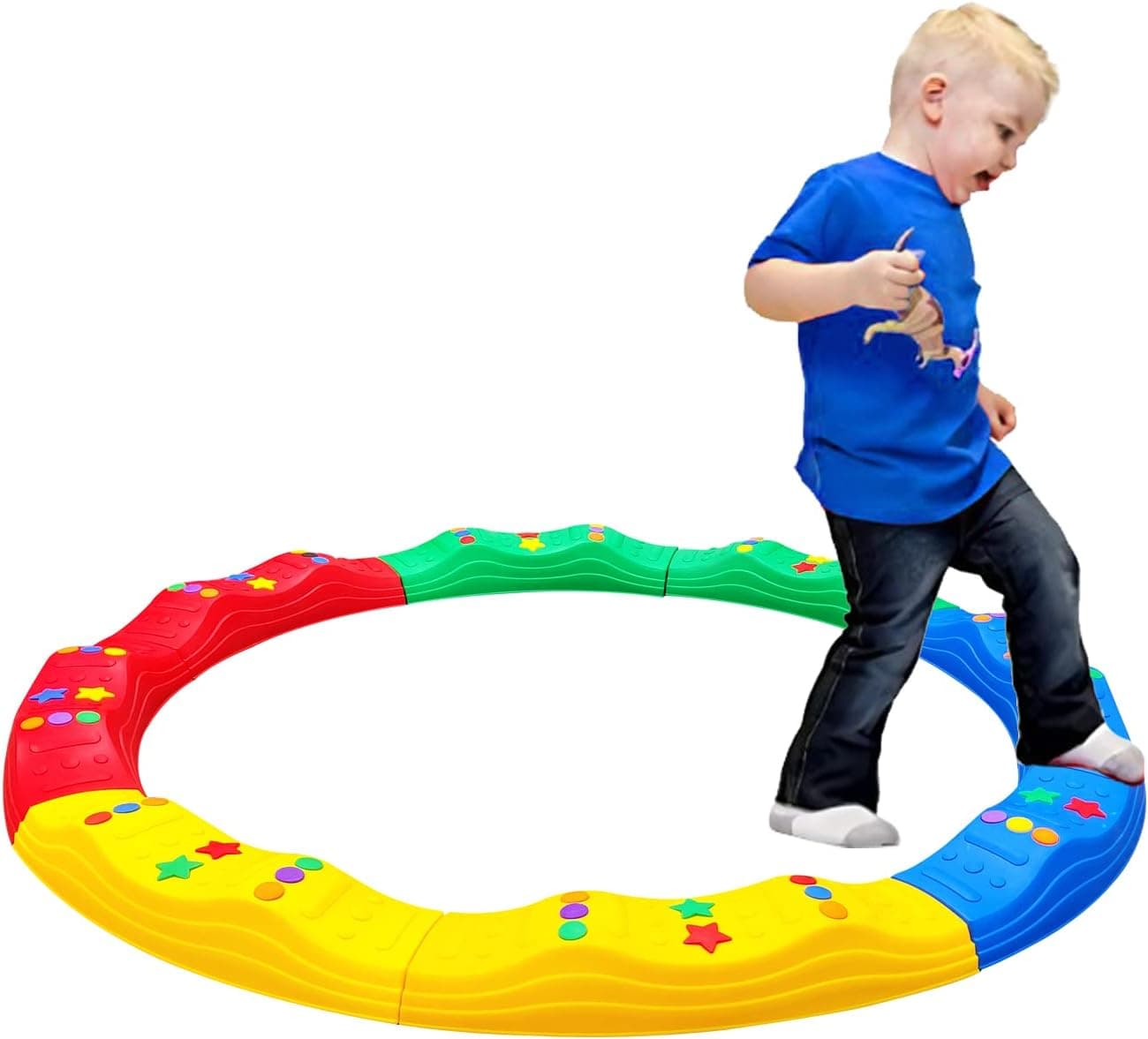 OMNISAFE Colored Balance Beams for Kids, Wavy Toddler Stepping Stones, 8 Pcs, Non-Slip Surface and Rubber Edges, Promote Agility, Strength, Coordination