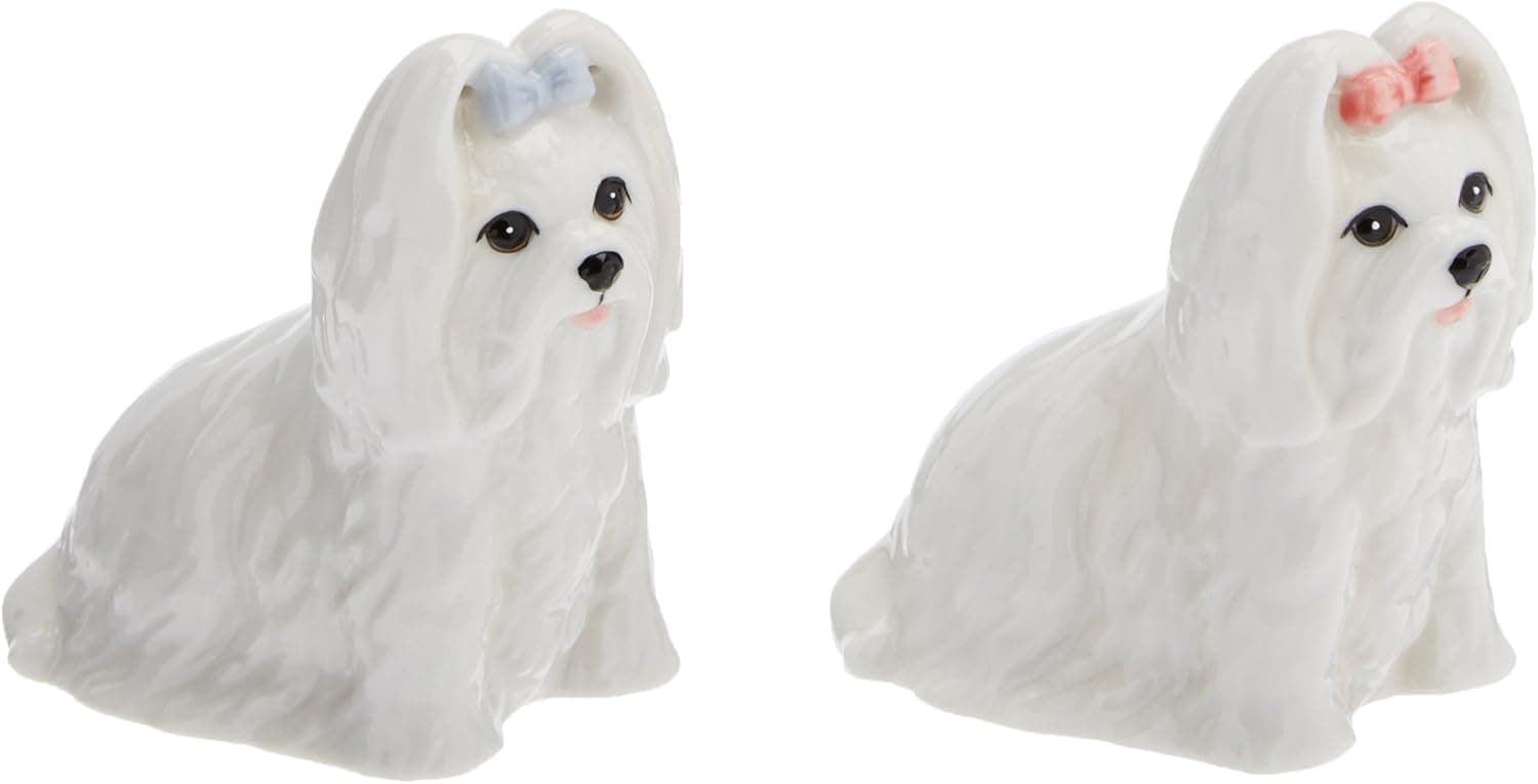 Cosmos Gifts Ceramic Maltese Salt and Pepper Set, 2-7/8-Inch