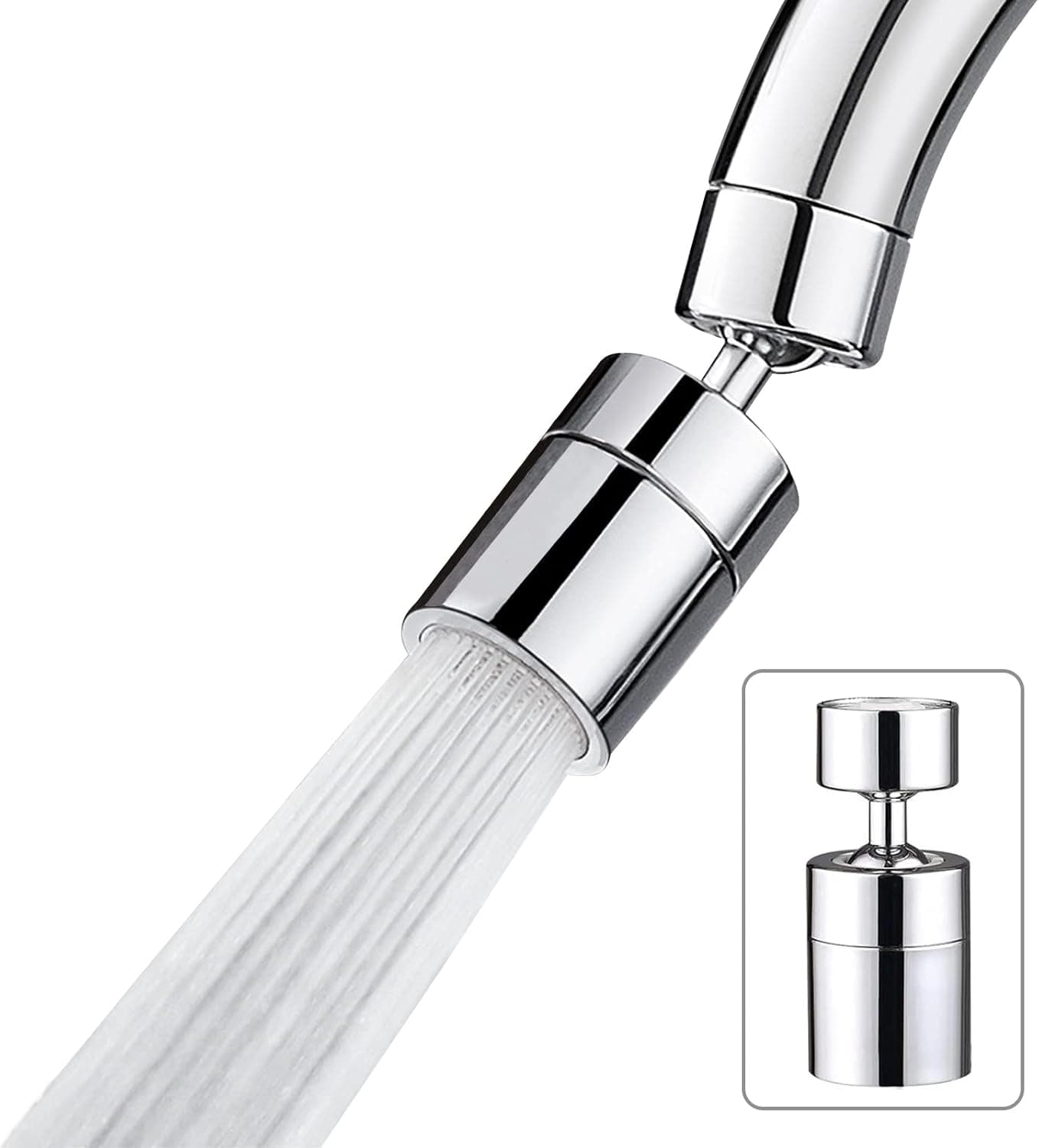 HotMax 360° Swivel Faucet, Dual-mode Faucet Aerator, Kitchen Sink Aerator, Multi-functional Robotic Arm Faucet, Faucet Extension Replacement Part for Kitchen, Bathroom (1pack)