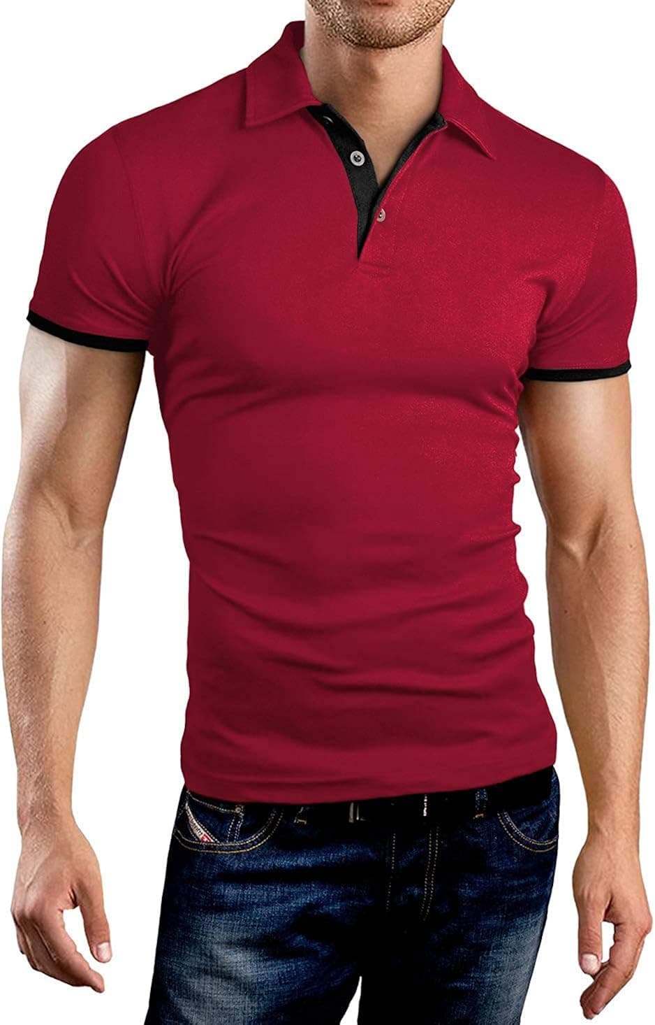 KUYIGO Men's Short & Long Sleeve Polo Shirts Casual Slim Fit Basic Designed Cotton Shirts