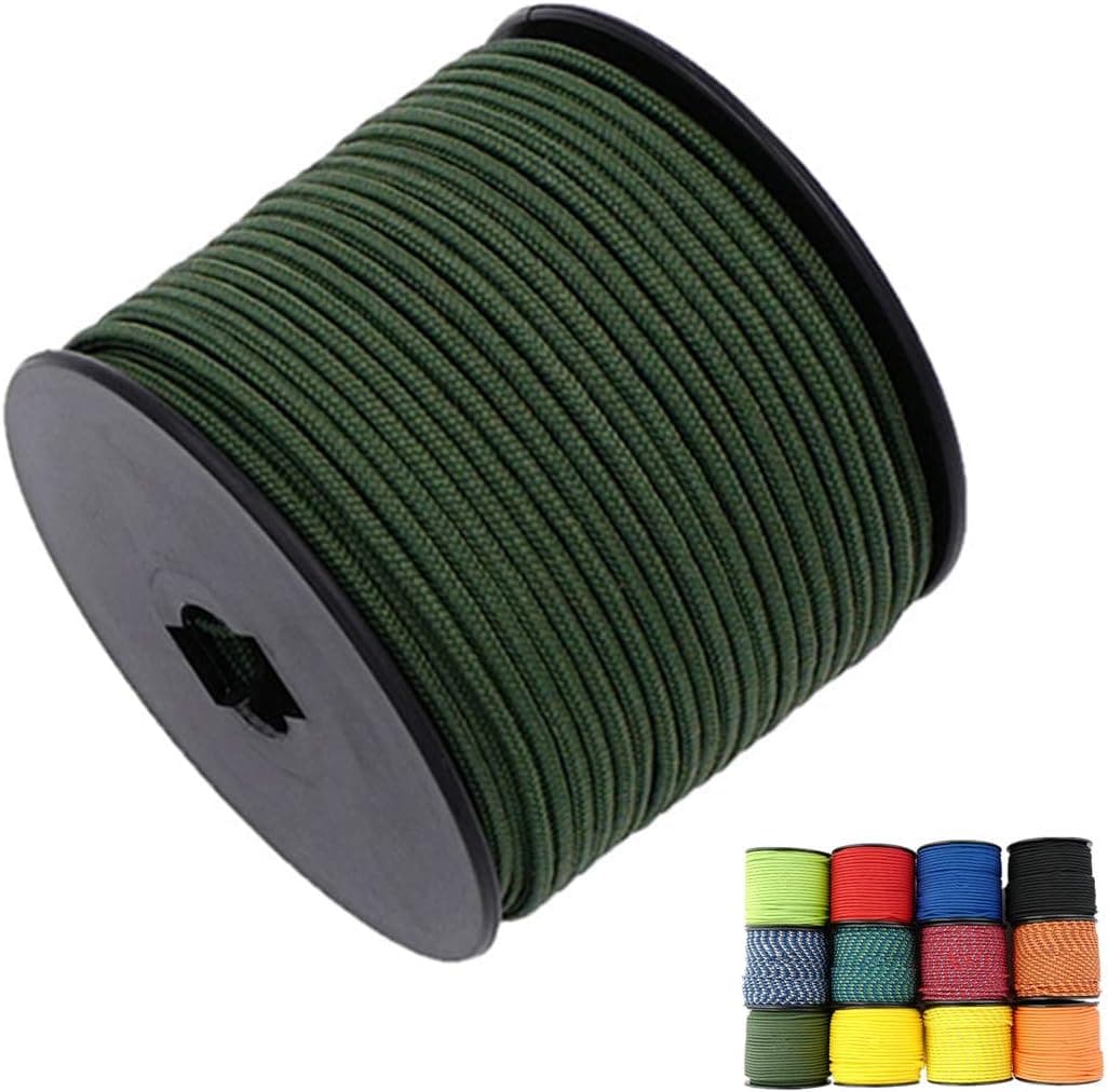 1/8in(3mm) 164ft Solid Braided Nylon Rope Multipurpose Nylon Cord UV Resistant for Commercial Application and Outdoor Activities Tent Tarp Etc(Army Green)