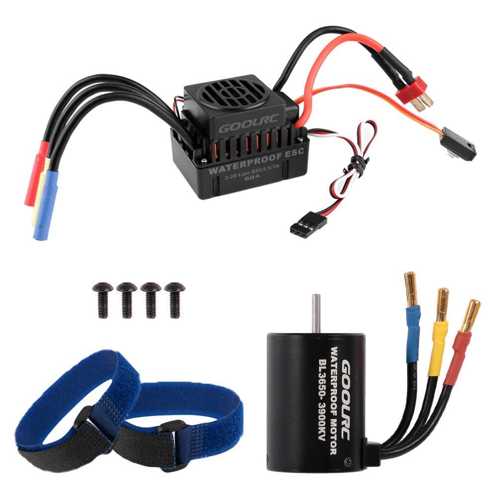 GoolRC Waterproof BL3650 3900KV Brushless Motor with 60A ESC for 1/10 RC Car Off-Road Truck