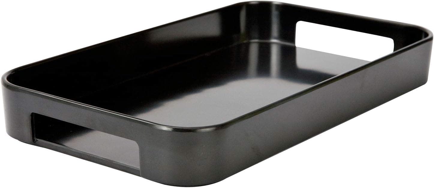Zak Designs Skinny Gallery Melamine Plastic Serving Tray, Easy to Hold and Fits in Larger Tray, Perfect for Indoors and Outdoors (Black Gs, BPA-Free)