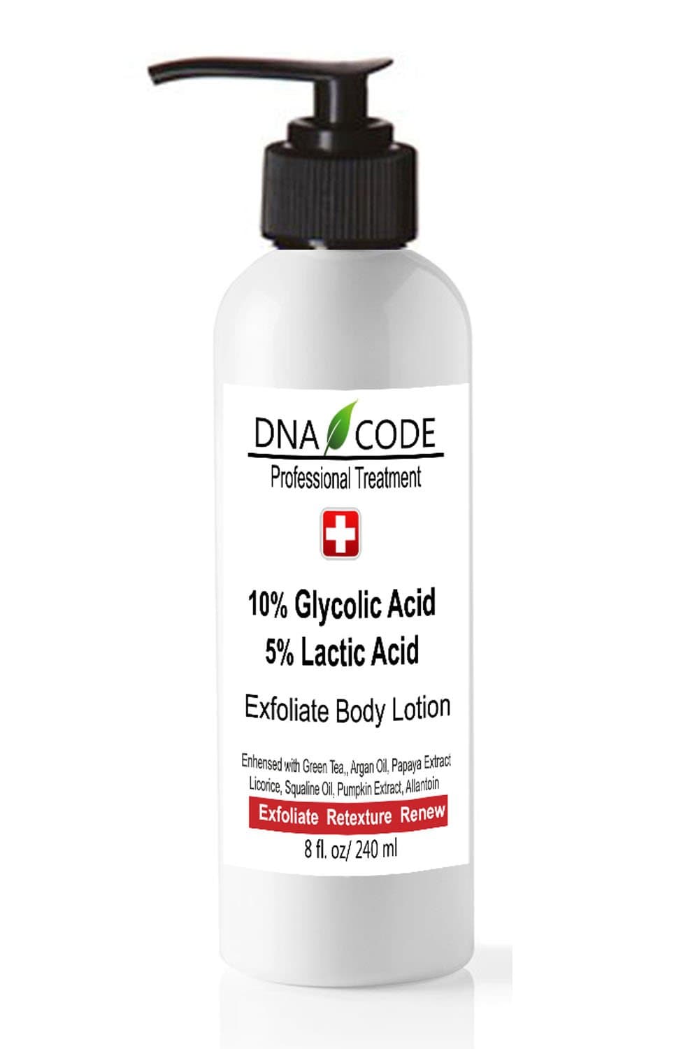 DNA CODE Skin Care Magic Lotion- 10% Glycolic 5% Lactic Acid Exfoliatingl Body Lotion w/Green Tea, Argan Oil, Papaya, Licorice. 8 Ounce