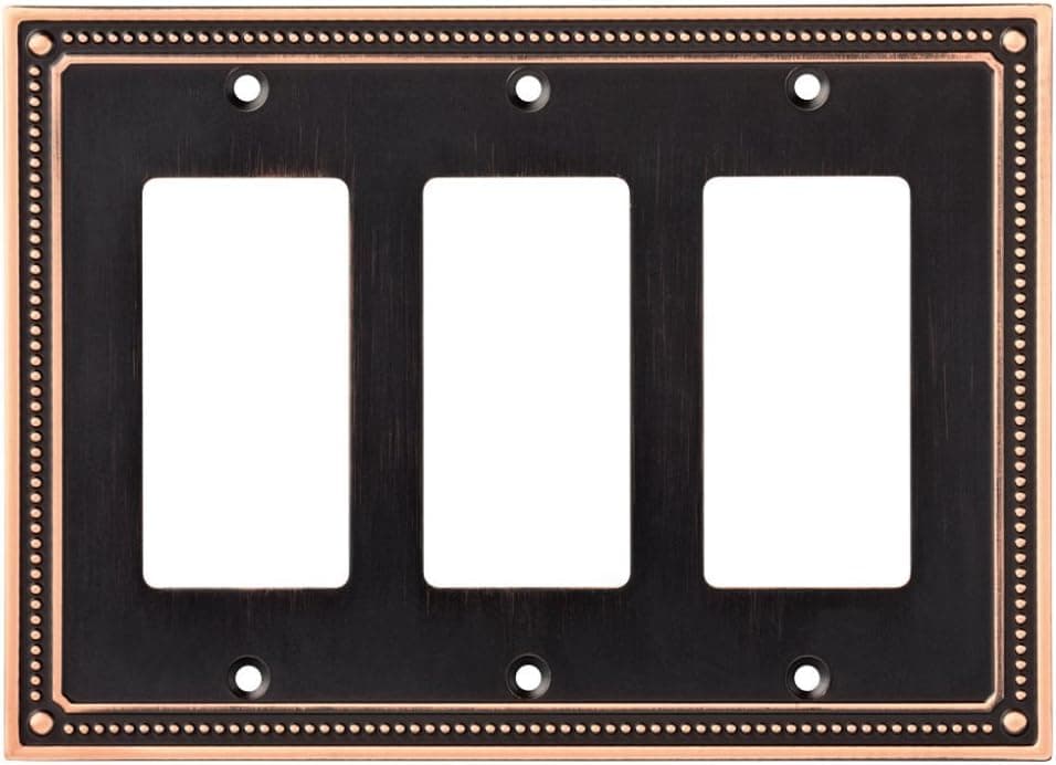 Franklin Brass W35067-VBC-C Classic Beaded Triple Decorator Wall Plate / Switch Plate / Cover, Bronze with Copper Highlights