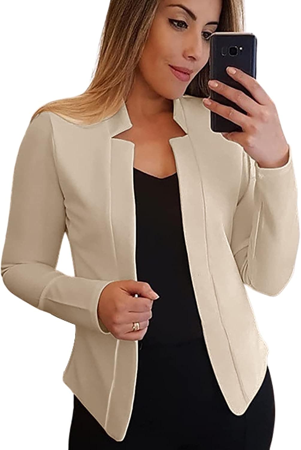 utcoco Womens Casual Business Blazers Open Front Long Sleeve Slim Work Office Blazer Jackets