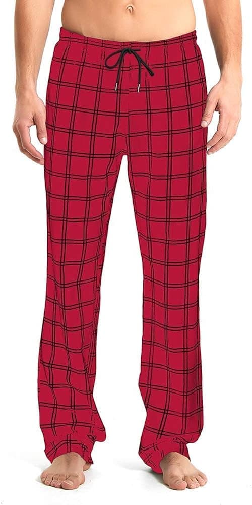 Mens Tall Pajama Pants 34/36/38 Long Inseam Plaid Lounge Pants Sleepwear Pajama Bottoms 100% Cotton