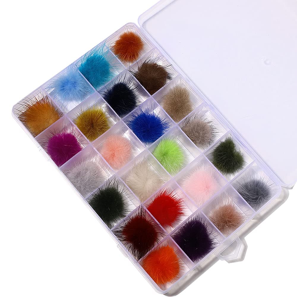Yzzseven 24PCS Cute Magnetic Nail Poms Mink Fleece Detachable 3D Nail Fluffy DIY Magnetic Fluffy Ball Suit Removable Decorations Soft Plush Ball for Nail Art DIY(24 Colors)
