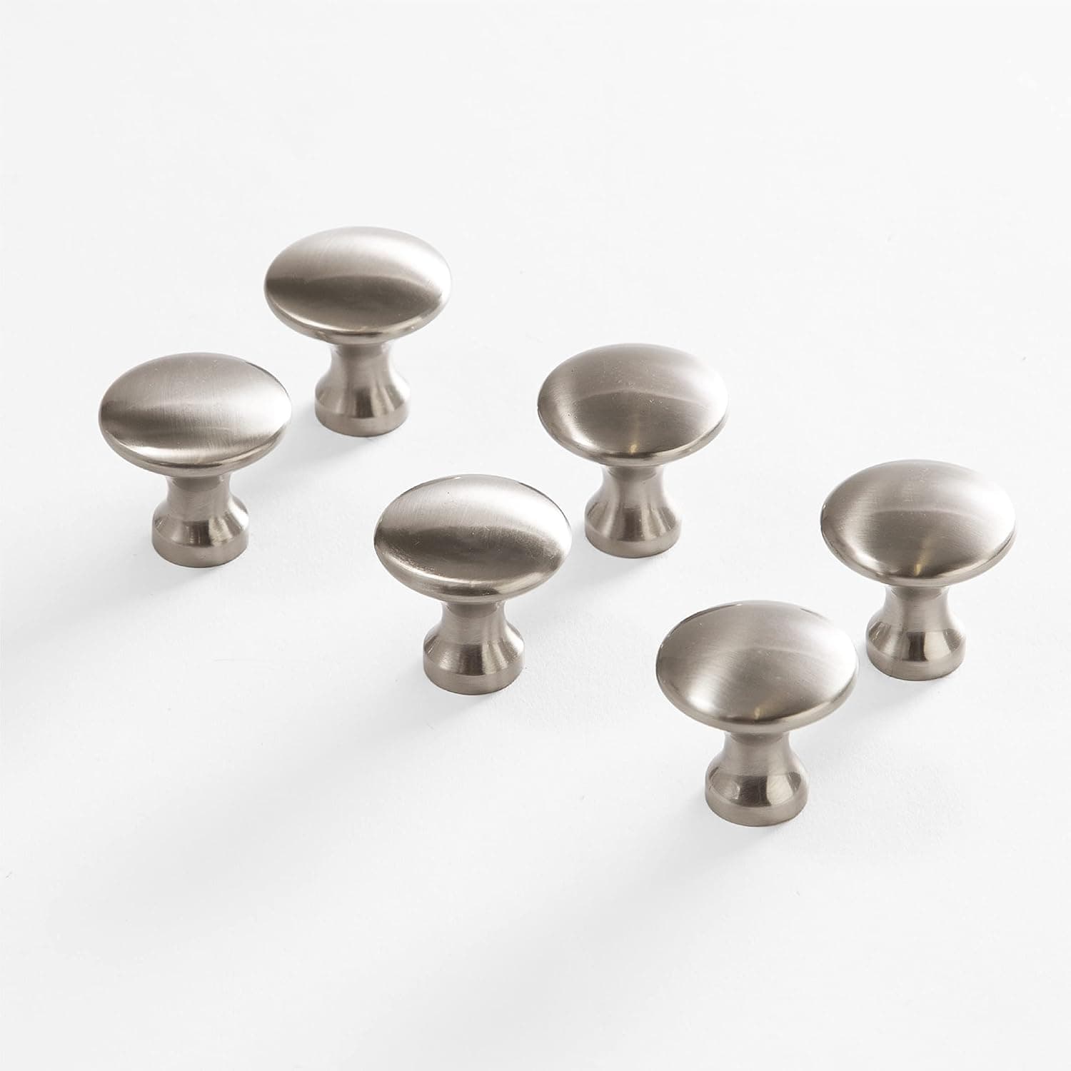 BINO 6-Pack Cabinet Knobs - 1.18" Diameter (30mm), Brushed Nickel - Dresser Knobs for Dresser Drawer Knobs and Pulls Knobs and Pulls Handles