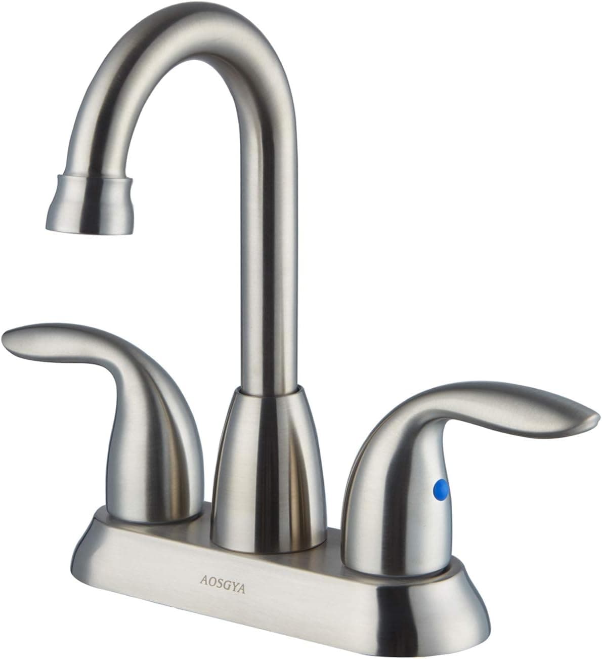 Bathroom Faucet 4 Inch Centerset 3 Hole Brushed Nickel - AOSGYA Swivel Spout Two Handle Bathroom Sink Faucets with Faucet Supply Lines for Lavatory Vanity Basin