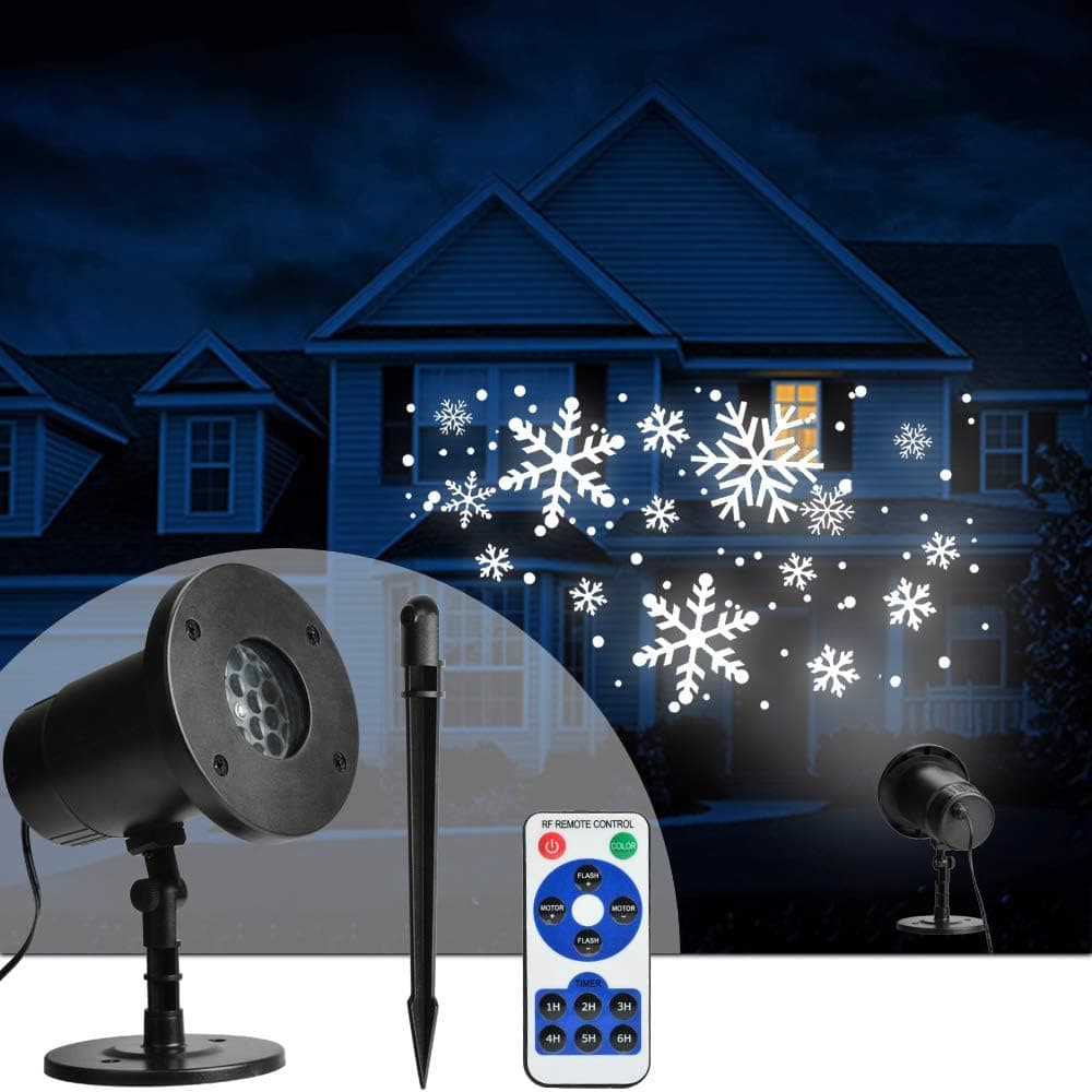 Snowfall LED Light Projector, Rotating Snowflake Projection Lights with Remote Control, Snowstorm Effect for Christmas,Holiday,Halloween,Party,Garden,Wedding,Indoor Outdoor Decorations