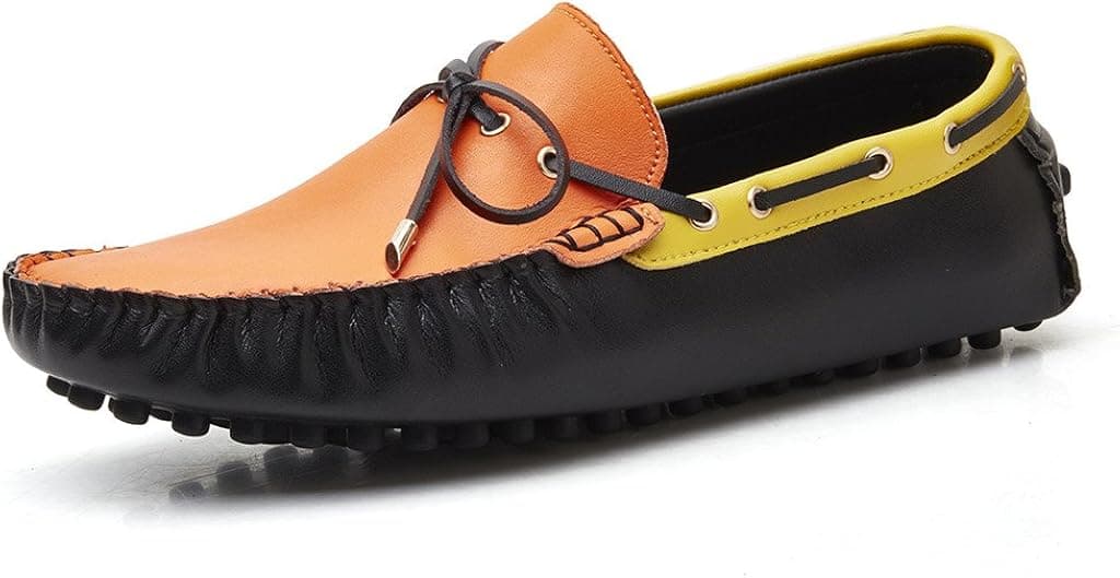 SUNROLAN lh1308chenghuang10.5 Men's Fashion PU Leather Dress Casual Driving Moccasins Loafers Shoes Orange/Yellow US 10.5 ¡­
