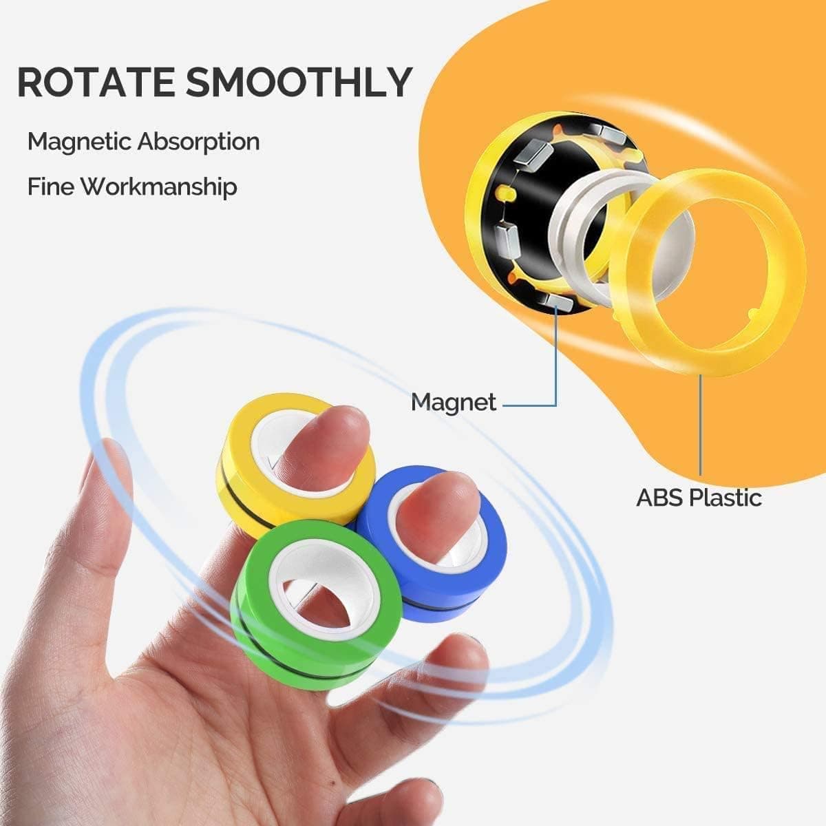 AHEYE 3PCS Magnetic Rings,Idea ADHD Fidget Toys Set, Valentines Magnetic Toys, Valentines Party Favors for Man Woman Teens Kids Boys Girls Anxiety Stress Relief Valentines Day Gifts for Kids (Red)