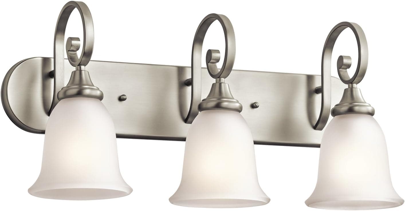 KICHLER Monroe 24" 3 Light Vanity Light with Satin Etched Glass in Brushed Nickel