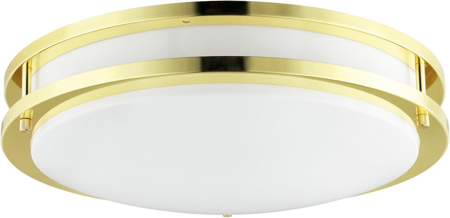 Sunlite DCO14/E/PB 14 Inch Energy Saving Decorative Band Trim Ceiling Fixture Polished Brass Finish with White Lens