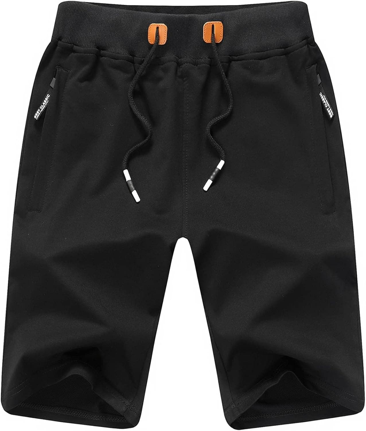 JustSun Mens Shorts Casual Sports with Elastic Waist Zipper Pockets