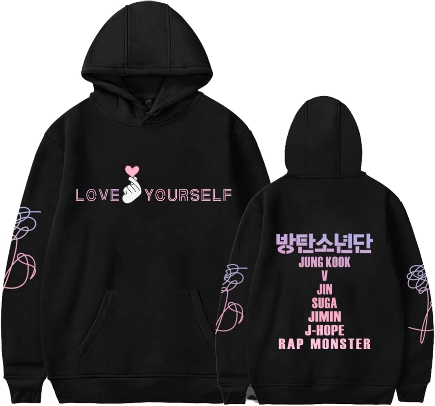 babyhealthy Kpop Bangtan Boys Hoodies Love Yourself Sweatshirt Jungkook Jimin SUGA V Rap J-Hope Jin Merch Pullover Sweater