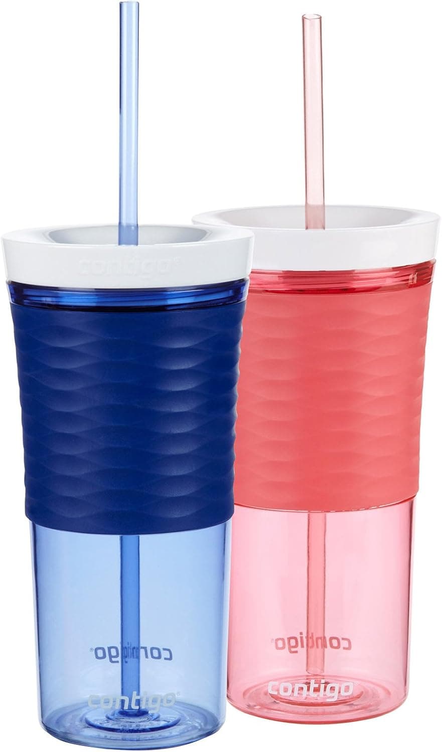 Contigo AUTOCLOSE Shake & Go Single Wall Tumblers, 18oz, Cobalt/Watermelon, 2-Pack