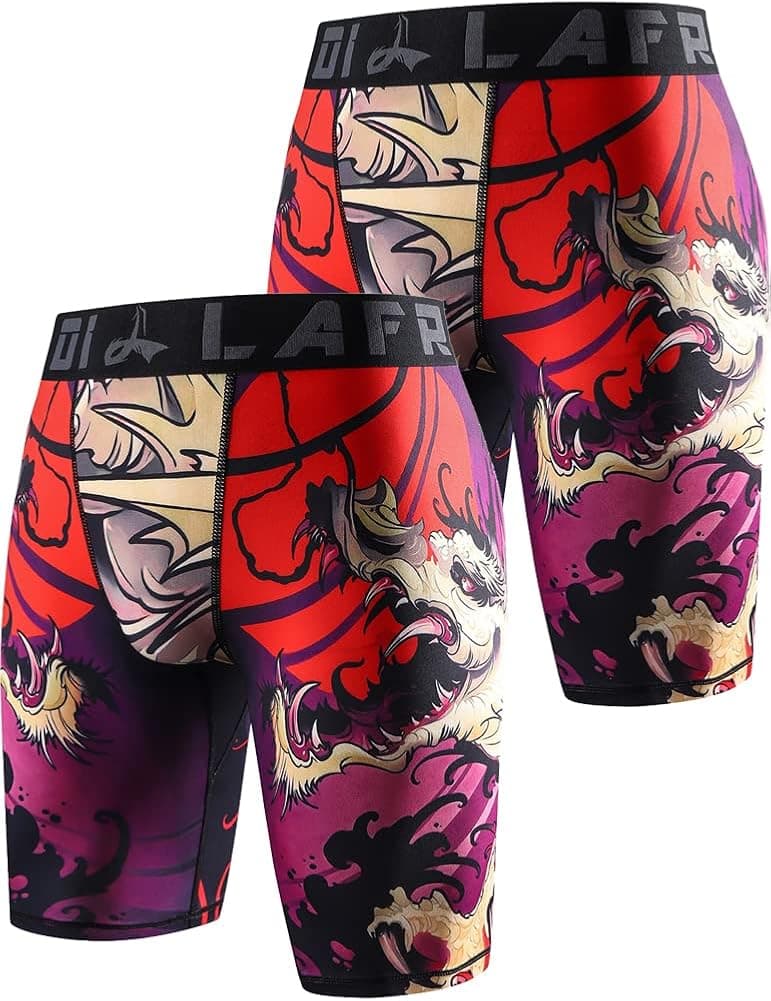 LAFROI Men's Quick Dry Cool Compression Fit Tights Shorts Waistband-YSK09