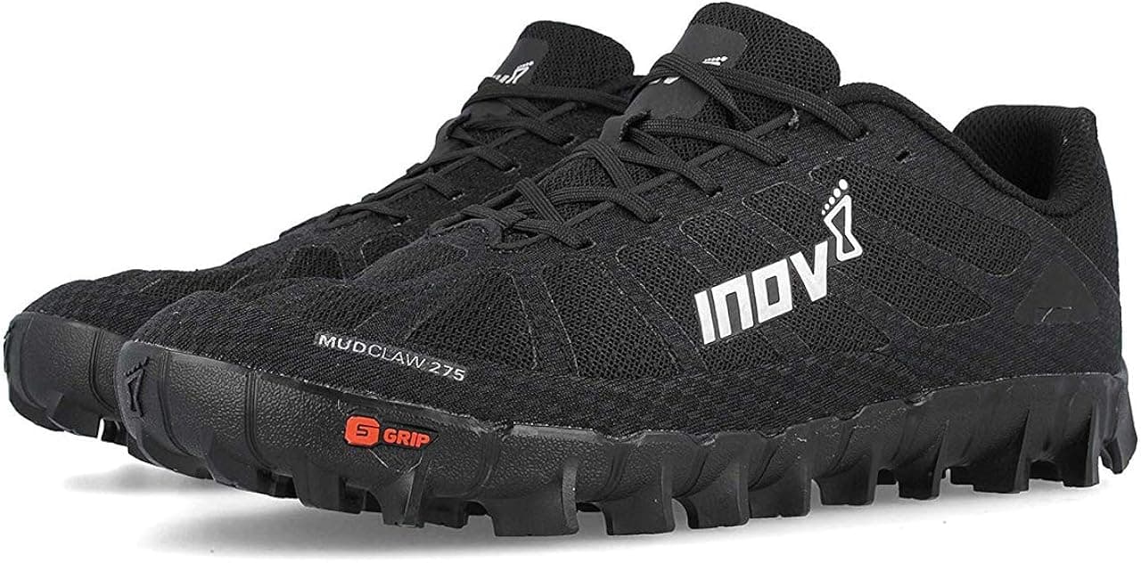 Inov-8 Mudclaw 275 - Trail Running OCR Shoes - Soft Ground - for Obstacle, Spartan Races and Mud Running - Black/Silver 13 Women/11.5 Men