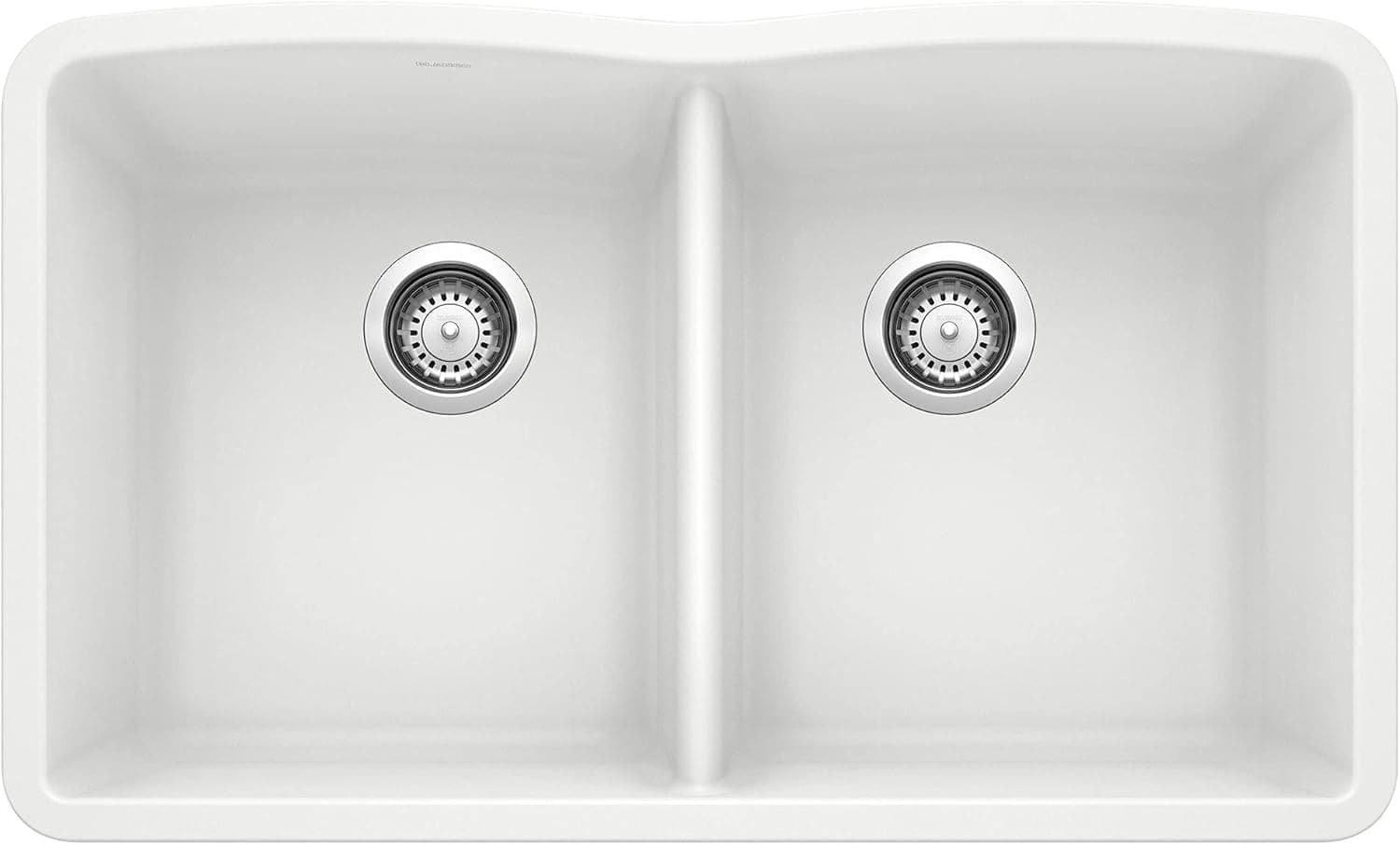 BLANCO 440185 Diamond Silgranit 50/50 Double Bowl Undermount Kitchen Sink, 39.00 x 27.00 x 16.00 inches, White