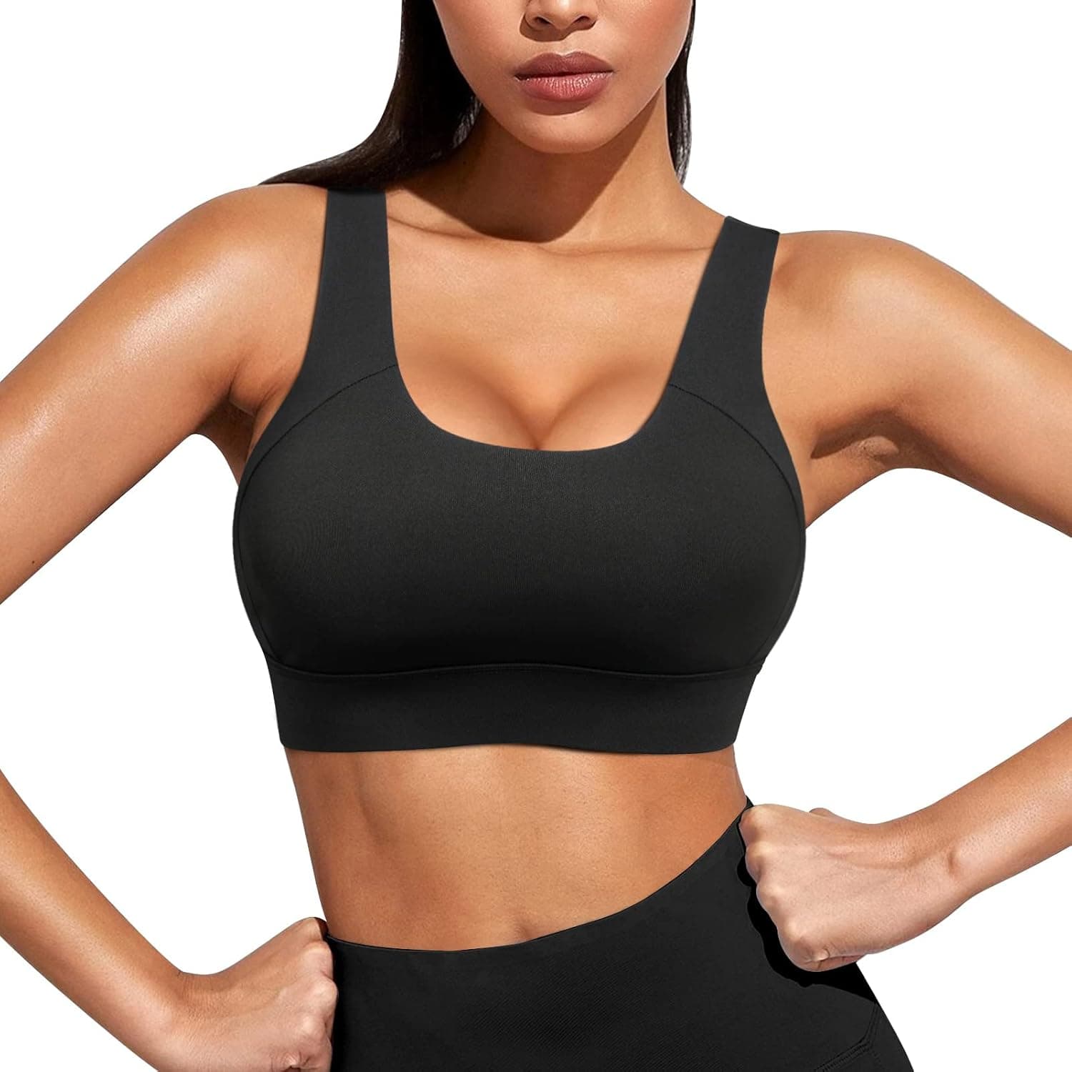 Likeonce Medium Impact Sports Bra for Women Wirefree Workout Tops Activewear Bra with Removable Cups Running Bra