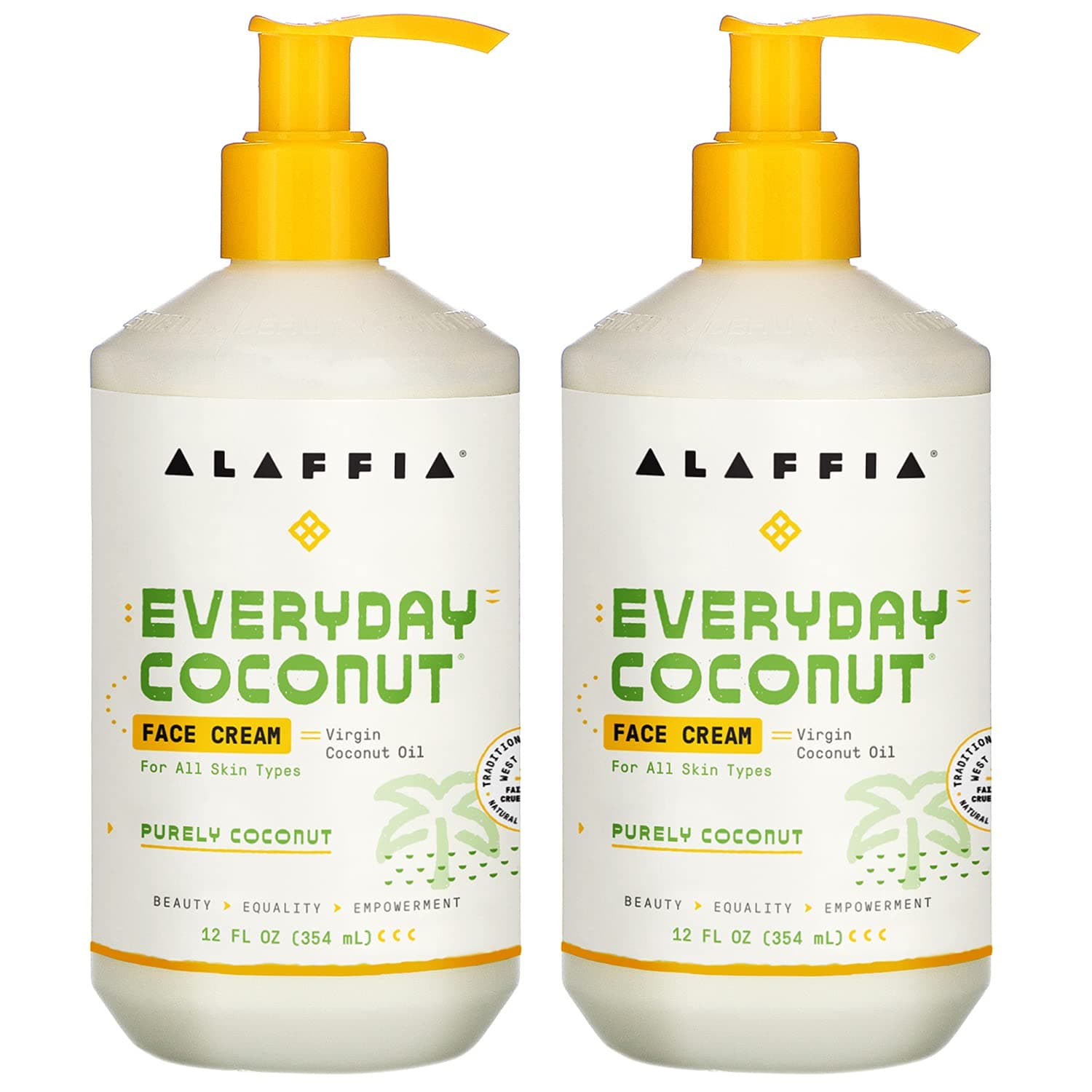 Alaffia Everyday Coconut Face Cream, Skin Care with Virgin Coconut Oil, Moisturizer for Firmness & Elasticity, Helps Reduce the Appearance of Lines & Wrinkles, Purely Coconut, 12 Fl Oz Ea