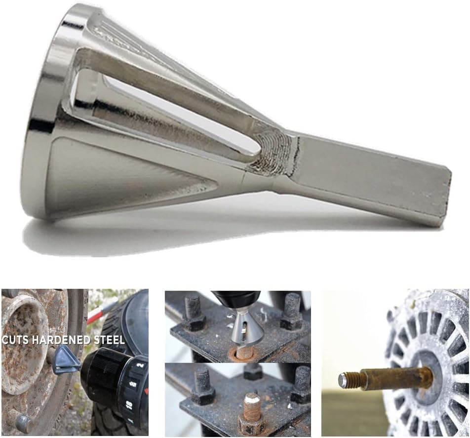 Deburring External Chamfer Tool - Bolt Deburring Tool - Repair Damaged Bolts to Thread Nuts - Power Drill Bit Silver