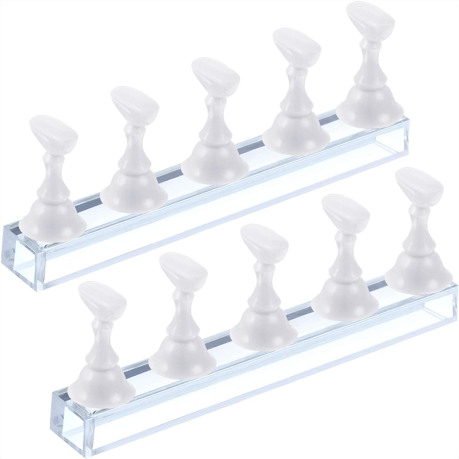 2 Sets Acrylic Nail Display Stand Nail Practice Holder Magnetic Nail Practice Stand Fingernail DIY Nail Design Stand for False Nail Manicure Tool Home Salon Use (White)