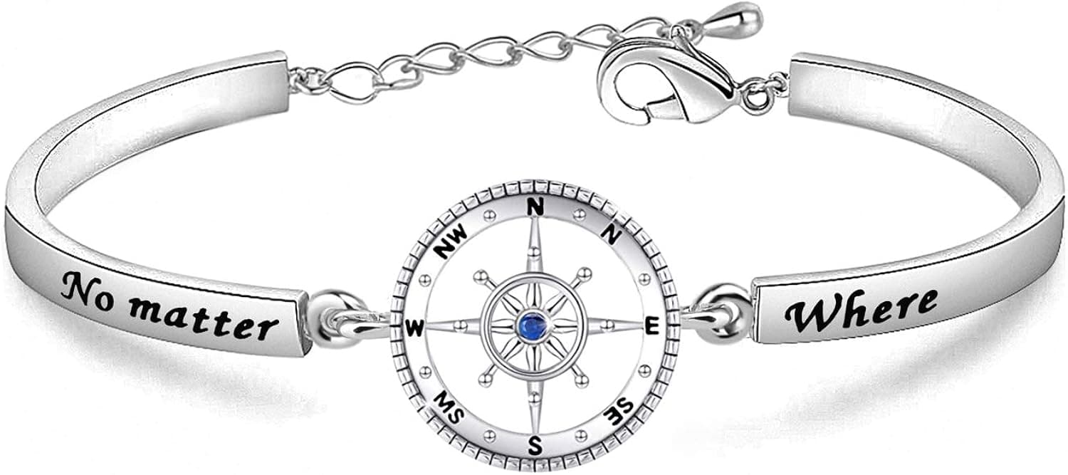 WUSUANED No Matter Where Compass Best Friend Keychain Set Long Distance Friendship Gift For Sister Best Friends
