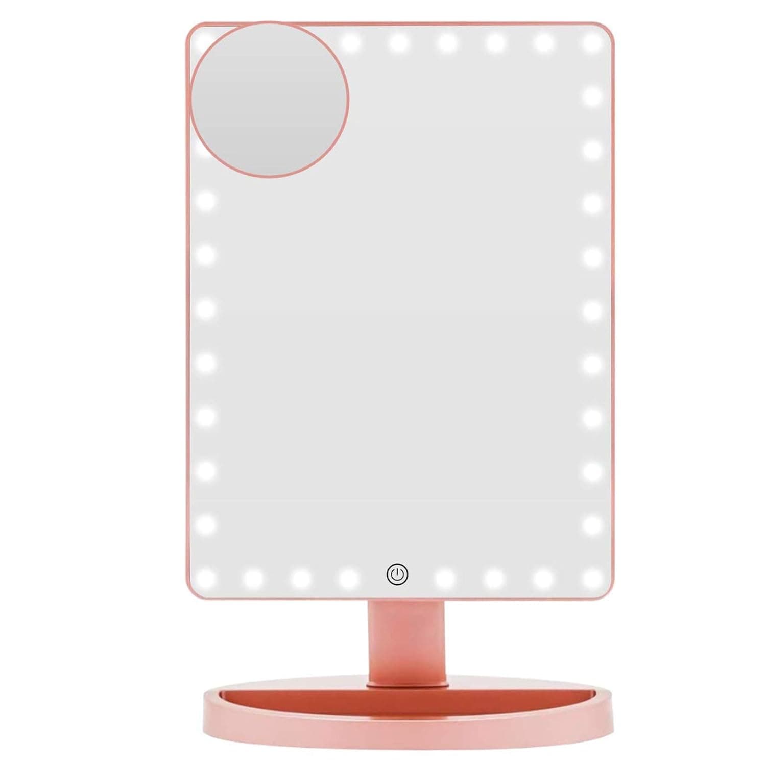 Extra Large Lighted Makeup Mirror, Makeup Vanity Mirror with 35 LED Lights and 10X Magnification, Touch Screen Dimmable 360°Rotation, Cord and Cordless Countertop Cosmetic Mirror (Rose gold)