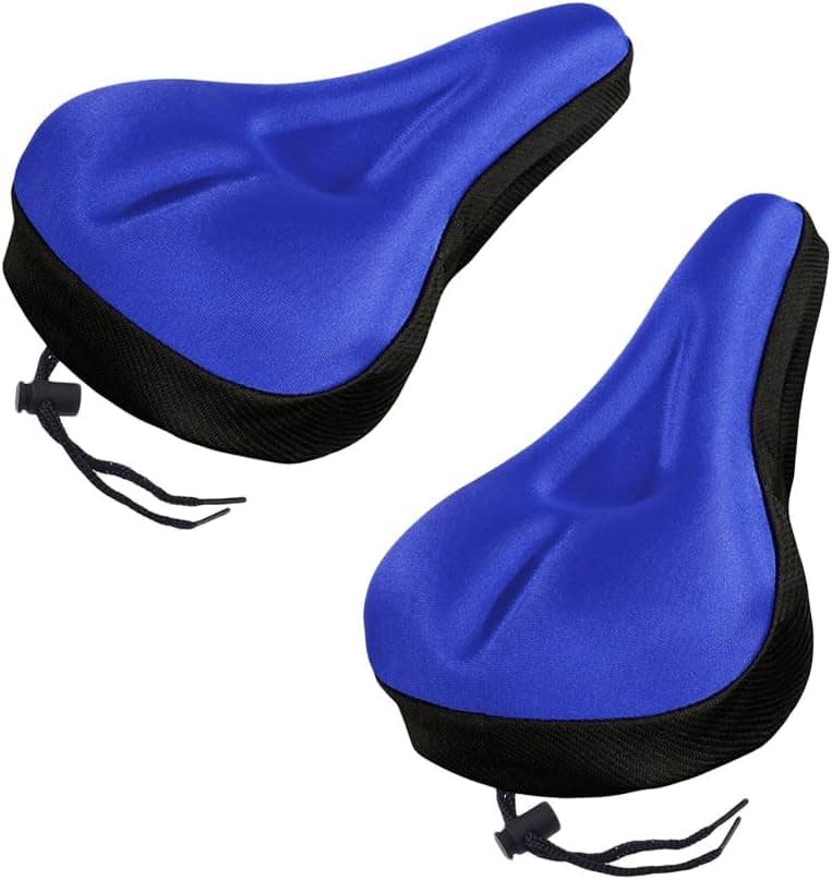LIOOBO Bike Seat Cushions Pads Bicycle Saddle Covers for Cruiser and Stationary Bike Pack of 2(Blue)