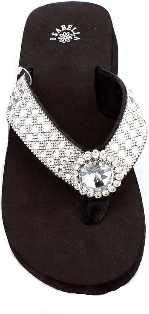 New Isabella Women's Sliver Blingbling Flip Flops