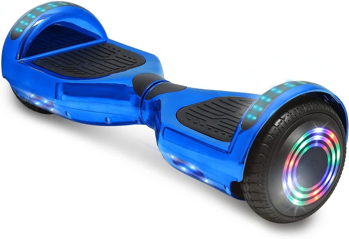 TPS Power Sports Electric Hoverboard Self Balancing Scooter for Kids and Adults Hover Board with 6.5" Wheels Built-in Speaker Bright LED Lights UL2272 Certified (Chrome Blue)